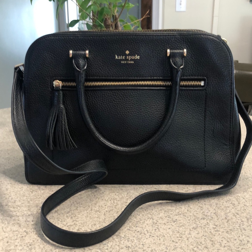 🎁 KATE SPADE BLACK SHOULDER/SATCHEL with KATE SPADE BLACK CARD WALLET